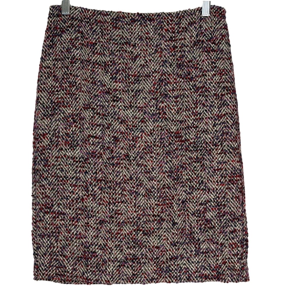 Talbots Petites Multi Color Herringbone Tweed Pencil Skirt 4P Wool Blend 564